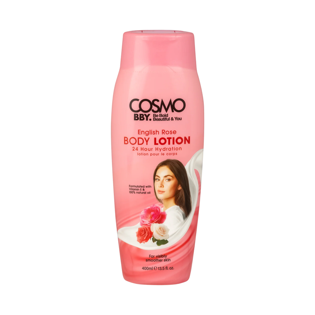 Cosmo / bby english rose  body lotion 24h hydration 400ml- مرطب جسم بالورد من كوزمو 