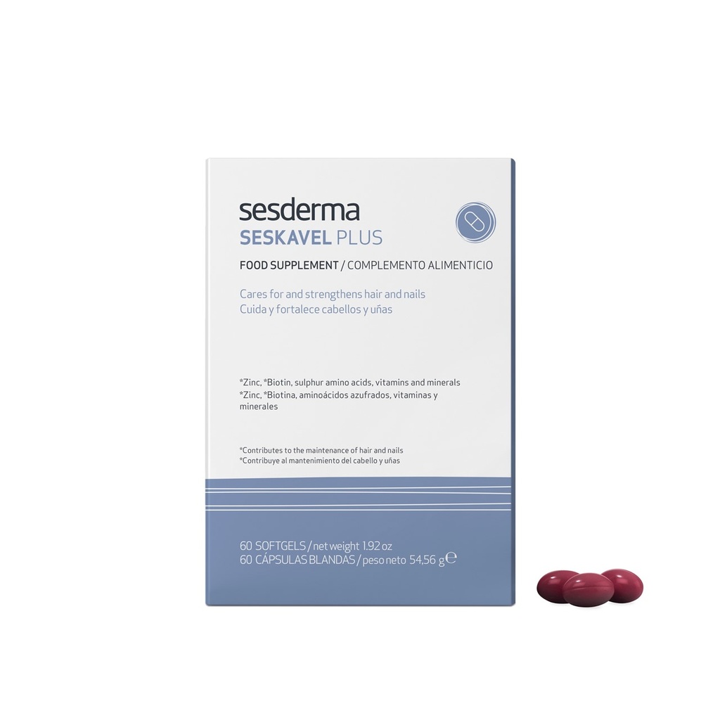 [SES/018] SESDERMA/ Seskavel Plus Softgels 60 Caps: حبوب سيسكافل معالجة ومقوية لتساقط الشعر