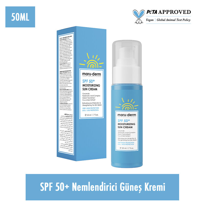 MaruDerm/ SPF 50+ Moisturizing Sun Cream 50ml: واقي شمس ماروديرم المرطب