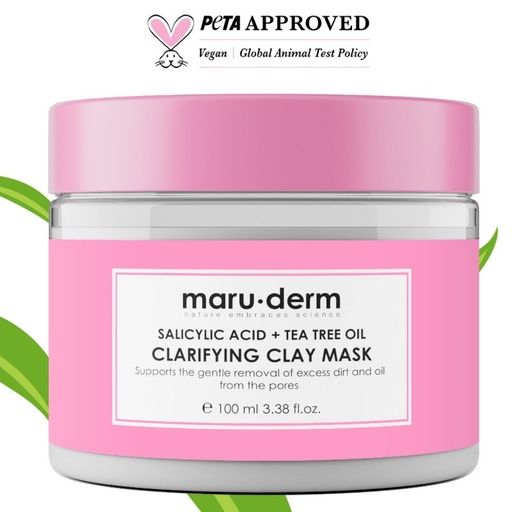 [Maru/031] MaruDerm/ Salicylic Acid + Tea Tree Oil Clarifying Clay Mask: يقناع ماروديرم الطيني المنقّي بحمض الساليسيليك وزيت شجرة الشا