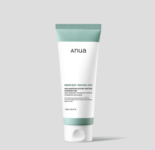 [ANUA/012] Anua/ Heartleaf Succinic Moisture Cleansing Foam 150ml: غسول انوا الرغوي للبشرة الحساسة