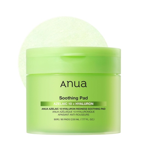 [ANUA/013] Anua/ Azelaic & Hyaluron Redness Soothing Pad, 90 pads : انوا وسائد قطنية لازالة الميكب بالهايلرونك والازيلك اسيد